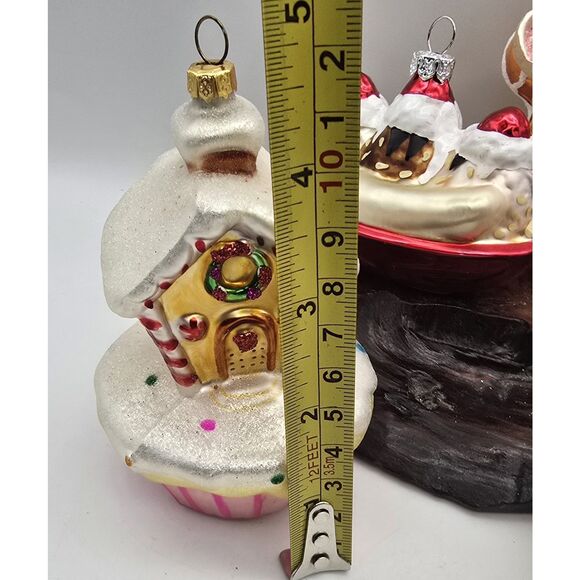 5 Blown Glass Christmas Ornaments ~ Gingerbread Mr And Mrs SANTA CLAUS Sweets - Picture 5 of 8